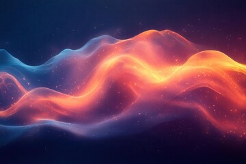 Obraz premium abstract dark background with dynamic wave shapes in deep blue, orange and red tones with grainy texture and vibrant color transitions