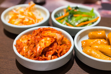 Delicious Korean side dishes served in bowls