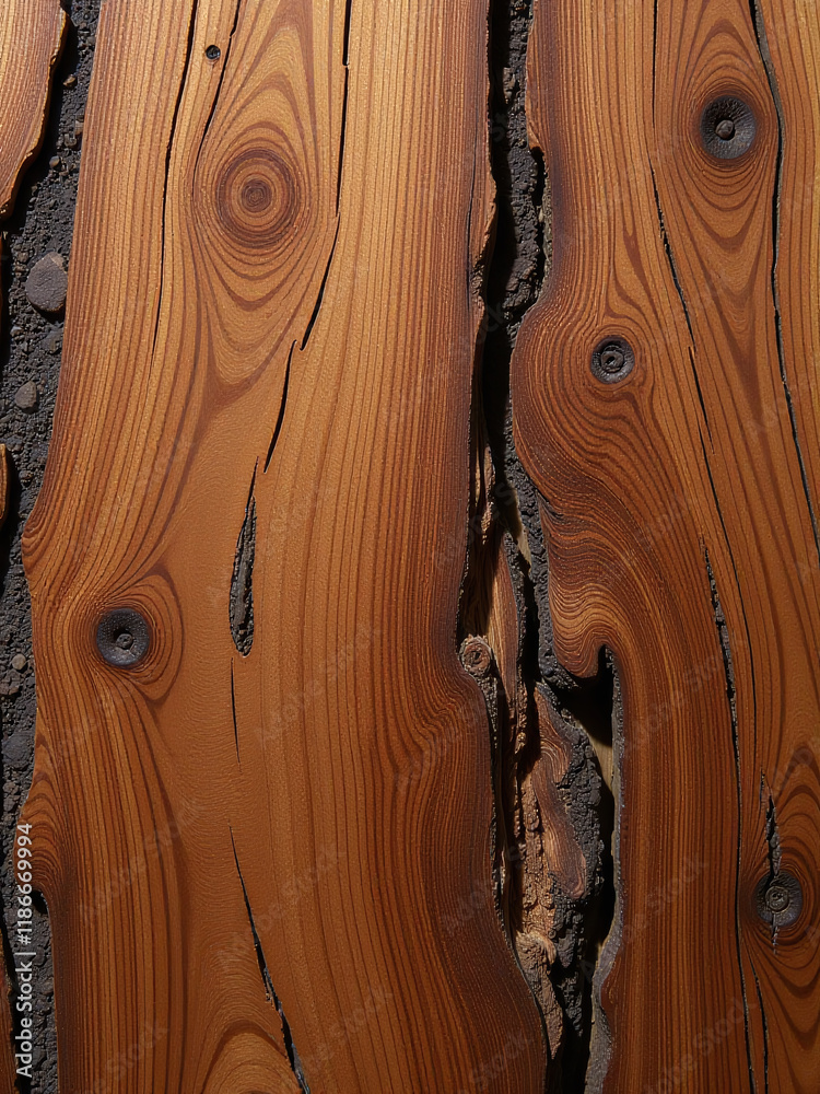 Aufkleber Exotic Wood Panel Texture Features A Distinctive Tiger Tree Pattern With Unique Characteristics And Aesthetic Appeal Every Time. 00003