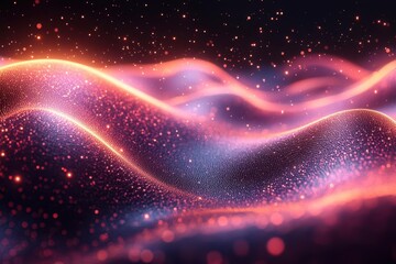 Obraz premium abstract digital wave pattern with dynamic color transitions and particle effects for modern ui design