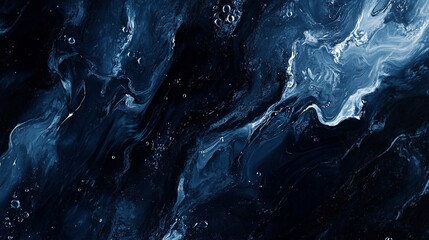 Abstract navy blue and white paint swirls.