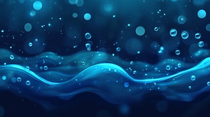 Abstract blue water waves with bubbles and bokeh lights. (1)