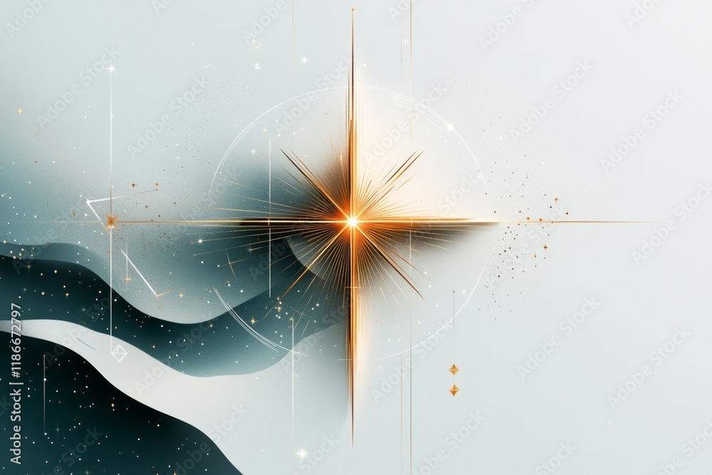Aufkleber a geometric depiction of a constellation forming a simple star shape, rendered with clean lines and 