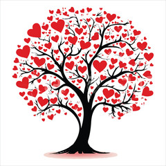 Valentine Day Vector  tree with hearts
