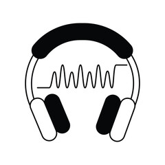 Headphones  glyph icon with white background vector stock illustration