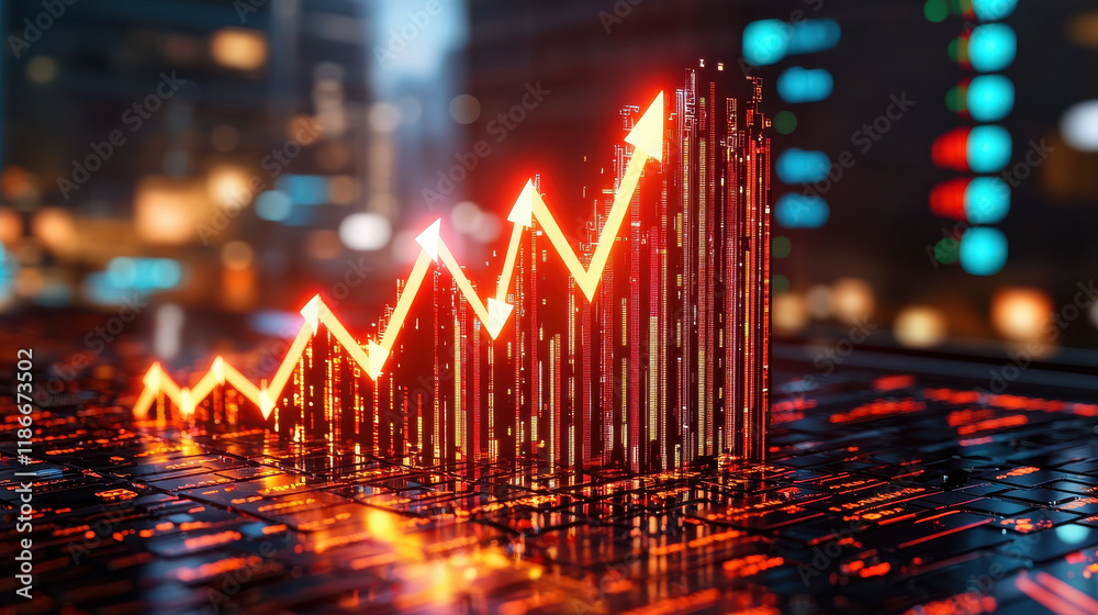 Leinwandbilder conceptual image of global economic trends with rising graphs, symbolizing growth and progress in fi