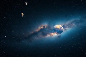 Vivid planets travel through a stunning galaxy illuminated by countless twinkling stars in the vastness of outer space.