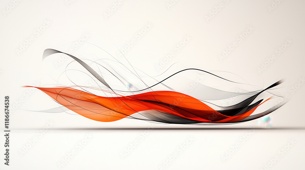 Leinwandbilder abstract flowing shapes in red, black, and white create dynamic visual effect, evoking sense of move