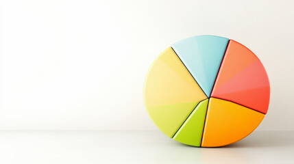 Fototapeta premium Colorful 3D pie chart showcasing data visualization, business analytics, and market trends. Enhance reports with engaging graphic presentations.