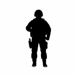 Silhouette of Tactical Gear Soldier Holding a Firearm