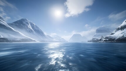 Naklejka premium Calm Water with Soft Ripples Under Bright Sunlight in High Resolution