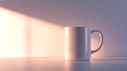 Obraz premium Warm Light Illuminates a Blank White Coffee Mug on a Table
