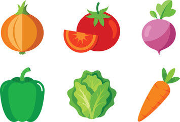 A set of colorful vegetables vector art illustration
