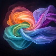 Obraz premium Captivating abstract backdrop featuring sinuous iridescent silhouettes in a mesmerizing shimmering digital painting with vibrant neon like tones and Kandinsky esque avant garde influences A dynamic