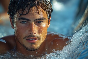 A person swimming laps in a clean pool