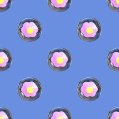 seamless pattern with flower bubble
