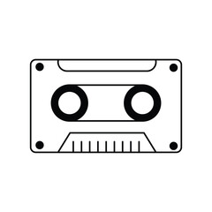Cassette Tape  glyph icon with white background vector stock illustration