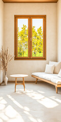 Fototapeta premium Bright and airy living space with natural light and elegant decor