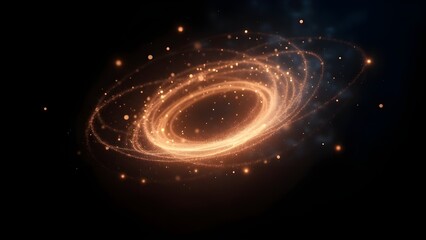 A swirling vortex of glowing light particles in a darkened space
