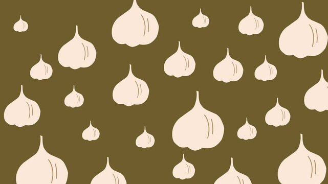 garlic seamless pattern  animation. fun animation, background animation