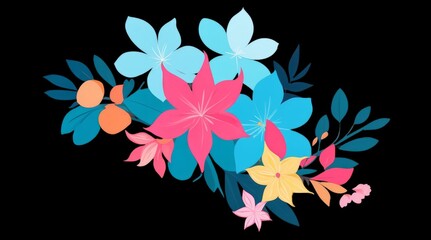 Obraz premium Vibrant High-Detail Floral and Botanical Elements in Bright Colors and Rich Texture