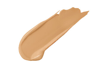 Makeup Liquid foundation smear isolated on white background. Cosmetic product brush swatch