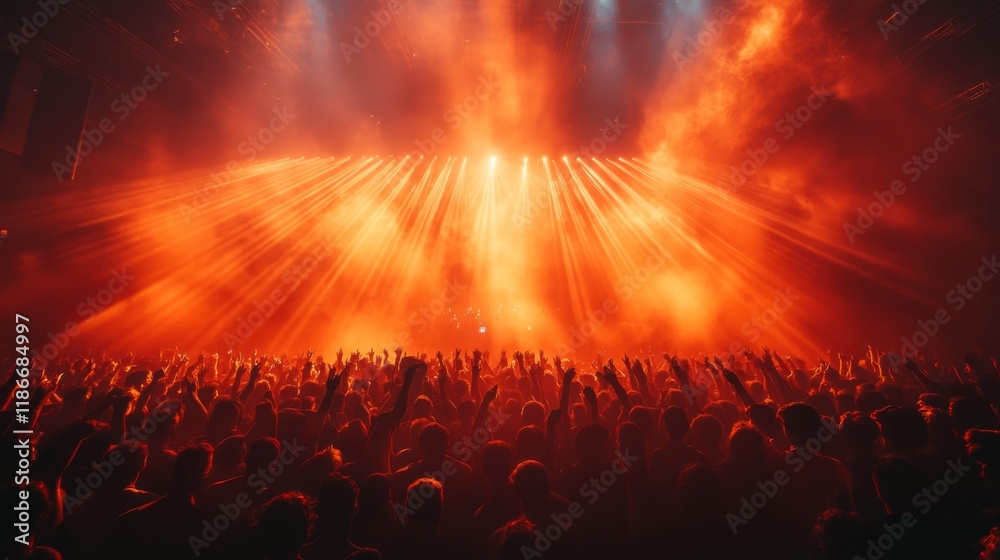 Poster a lively concert experience unfolds with an enthusiastic crowd raising their hands in excitement. br