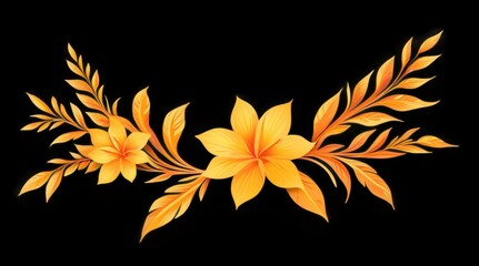 Obraz premium Vibrant Botanical Elements with Detailed Florals on a Dark Background
