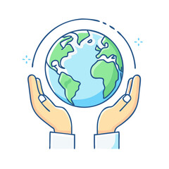 earth in hands vector icon, earth day vector illustration - simple illustration of earth in hands perfect for logos, and earth day-themed designs.