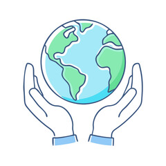 earth in hands vector icon, earth day vector illustration - simple illustration of earth in hands perfect for logos, and earth day-themed designs.