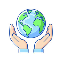 earth in hands vector icon, earth day vector illustration - simple illustration of earth in hands perfect for logos, and earth day-themed designs.