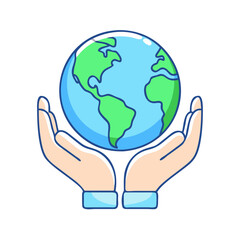 earth in hands vector icon, earth day vector illustration - simple illustration of earth in hands perfect for logos, and earth day-themed designs.
