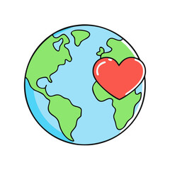 earth with heart vector icon, earth day vector illustration - simple illustration of earth with heart perfect for logos, and earth day-themed designs.