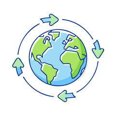 earth with recycling arrows vector icon, earth day vector illustration - simple illustration of earth with recycling arrows perfect for logos, and earth day-themed designs.