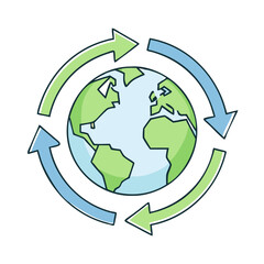 earth with recycling arrows vector icon, earth day vector illustration - simple illustration of earth with recycling arrows perfect for logos, and earth day-themed designs.