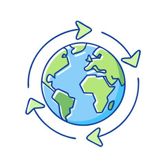 earth with recycling arrows vector icon, earth day vector illustration - simple illustration of earth with recycling arrows perfect for logos, and earth day-themed designs.