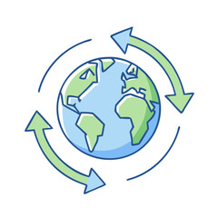 earth with recycling arrows vector icon, earth day vector illustration - simple illustration of earth with recycling arrows perfect for logos, and earth day-themed designs.