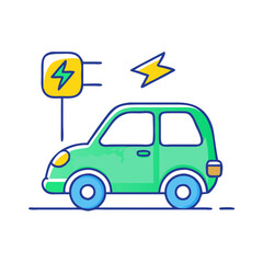 electric car vector icon, earth day vector illustration - simple illustration of electric car perfect for logos, and earth day-themed designs.