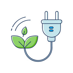 electric plug with leaf vector icon, earth day vector illustration - simple illustration of electric plug with leaf perfect for logos, and earth day-themed designs.