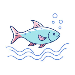 fish in water vector icon, earth day vector illustration - simple illustration of fish in water perfect for logos, and earth day-themed designs.