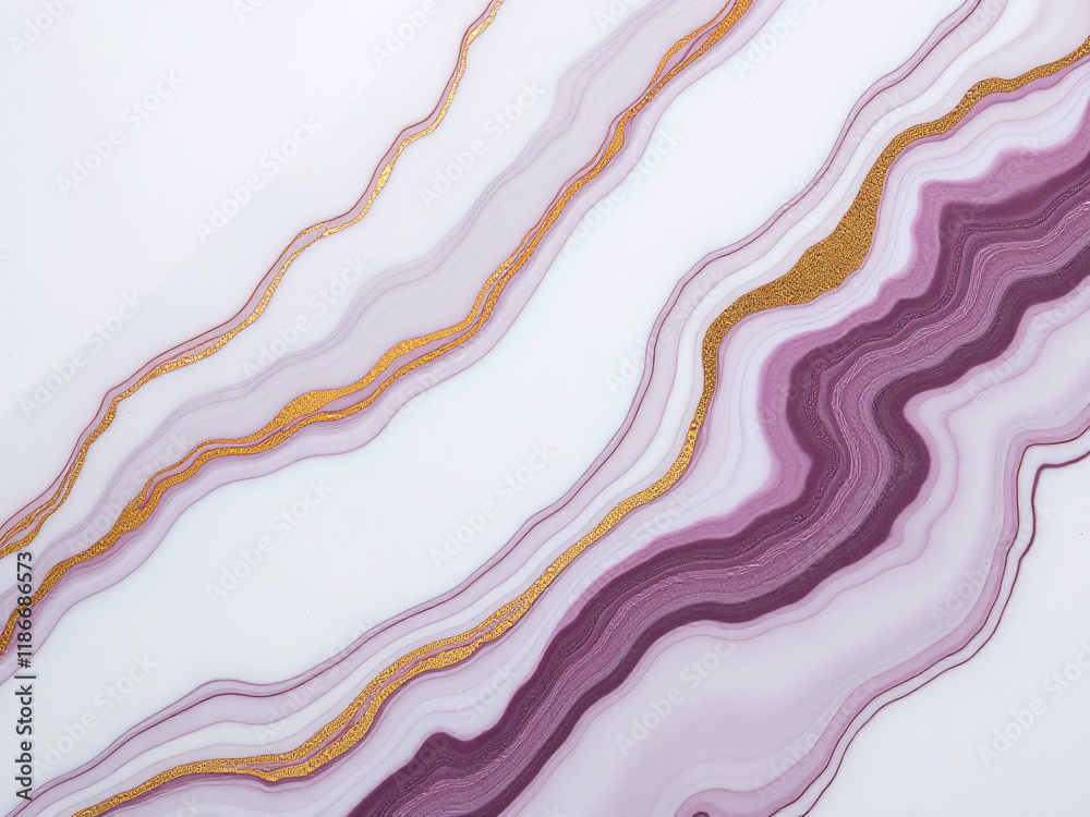 Poster elegant marble texture features white, purple, and gold veins set against a sophisticated background