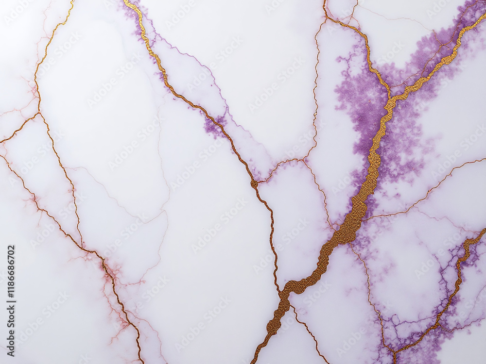 Poster elegant marble texture features white, purple, and gold veins set against a sophisticated background