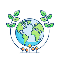 globe with plants vector icon, earth day vector illustration - simple illustration of globe with plants perfect for logos, and earth day-themed designs.