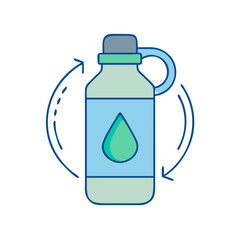 reusable water bottle vector icon, earth day vector illustration - simple illustration of reusable water bottle perfect for logos, and earth day-themed designs.