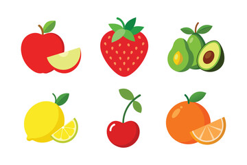 Set of fruits colorful vector illustration