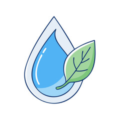 water drop with leaf vector icon, earth day vector illustration - simple illustration of water drop with leaf perfect for logos, and earth day-themed designs.