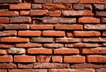Obraz premium detailed close textured red brick wall highlighting individual bricks rustic charm warm tones, stone, masonry, building, vintage, material, surface, design