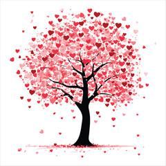 Valentine Day Vector  tree with hearts