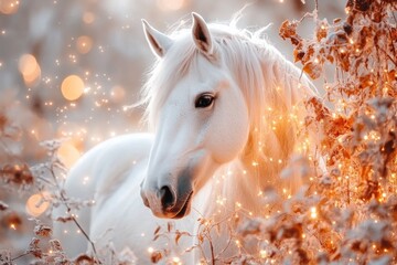 A simplified 2D drawing of a unicorn surrounded by glowing stars, with soft pastel tones on a bright white surface