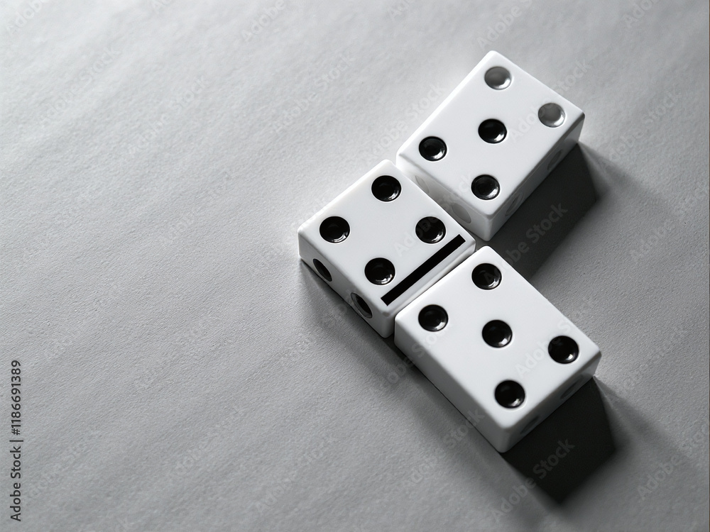 Poster Domino Blocks Laid Out In Black And White On A Textured Paper Background To Convey Business Crisis Concept And Copy Space Available. 00002